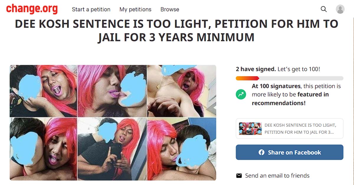 PETITION FOR HEAVIER SENTENCE FOR DEE KOSH GOES LIVE ON CHANGE.ORG