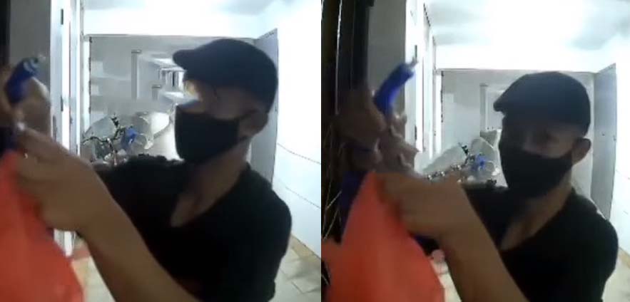 MAN TRIED TO LOCK HDB UNIT @ SEMBAWANG, RAN WHEN HE SAW CCTV