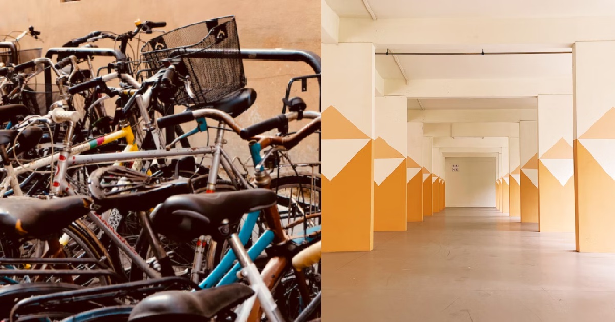 MAN REMOVES NEIGHBOUR’S BICYCLE FROM VOID DECK BIKE-STAND TO PARK HIS OWN BIKE