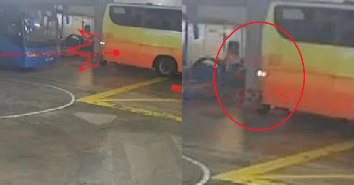 FOREIGN WORKER KILLED AFTER BEING CRUSHED BETWEEN BUS AND PILLAR @ KRANJI