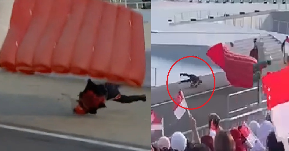RED LION PARACHUTIST CRASHES INTO THE GROUND DURING NDP, RUSHED TO HOSPITAL