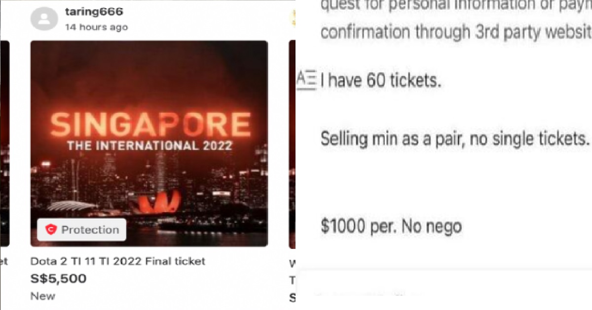 SCALPERS SELLING SOLD-OUT DOTA 2 TICKETS AT 11X ORIGINAL PRICE, UP TO $5.5K