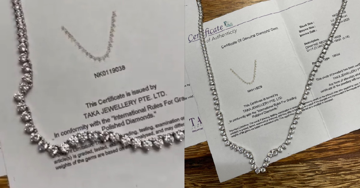 WOMAN BOUGHT 18K-GOLD DIAMOND NECKLACE FOR $15K, SAYS IT’S FAKE AFTER GOLD FADED