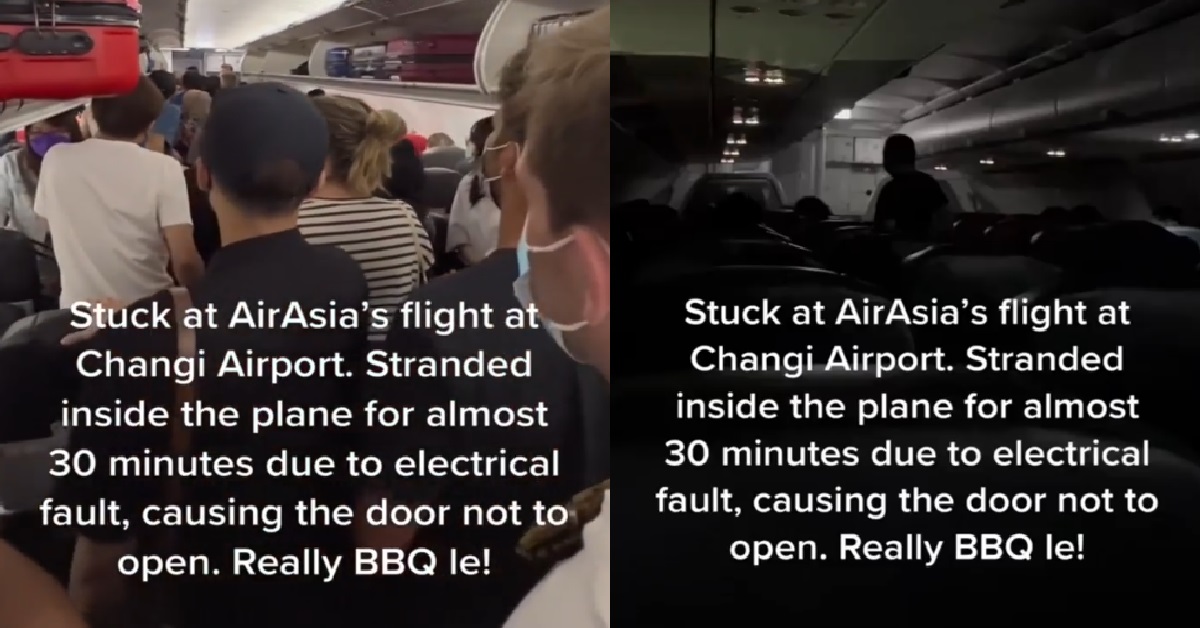 AIRASIA FLIGHT PASSENGERS STUCK FOR 30 MINS INSIDE PLANE @ CHANGI, DOORS CAN’T OPEN