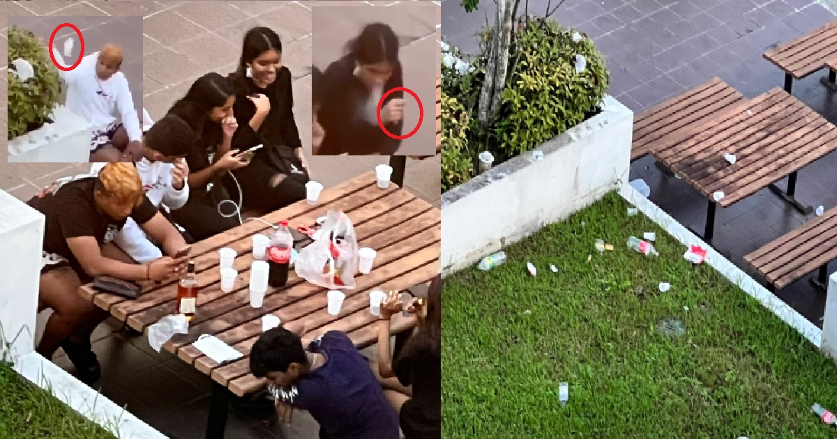 YOUTHS HAVING ALCOHOL PARTY AT PUBLIC BENCH, LITTER & LEAVE BEHIND MESS FOR CLEANERS