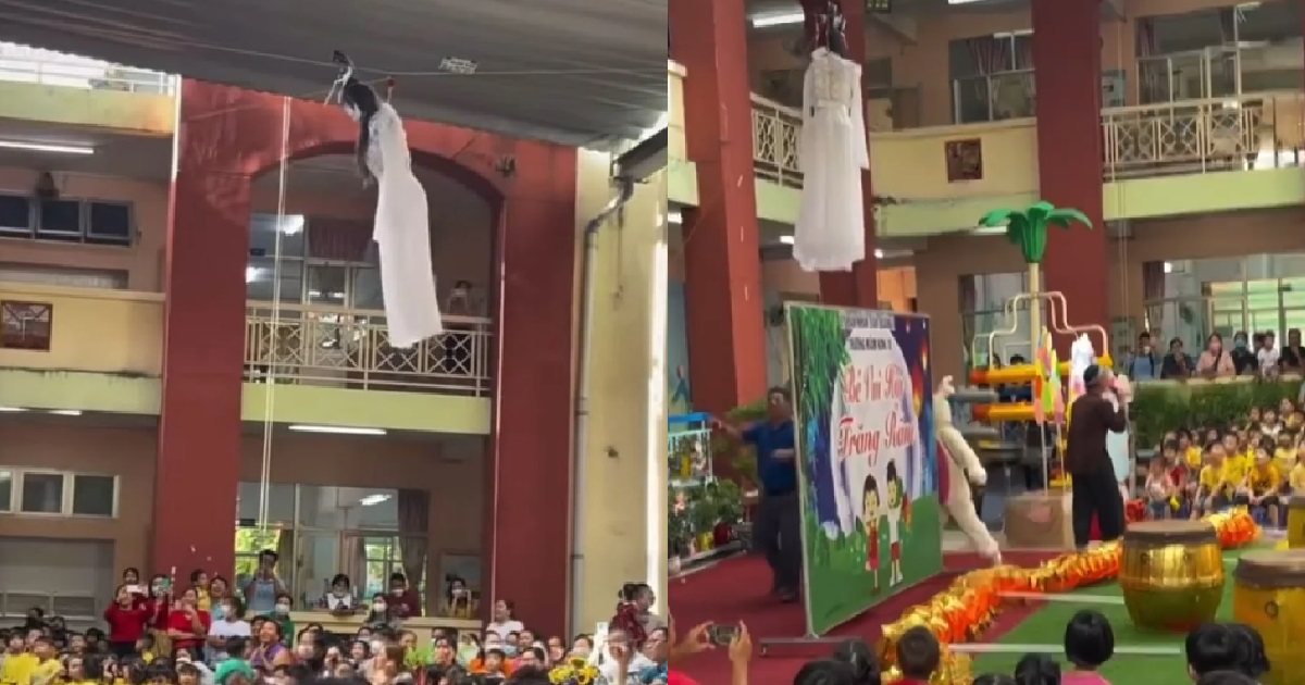SCHOOL CELEBRATES MID-AUTUMN FESTIVAL WITH “FLYING” CHANG ER, BUT LOOK LIKE GHOST