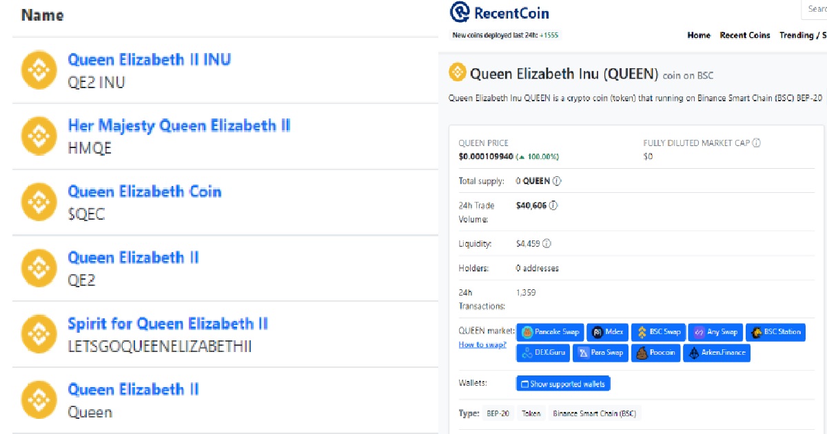 NEW CRYPTO TOKENS JUST HOURS AFTER QUEEN DIED – “QUEEN ELIZABETH COIN”