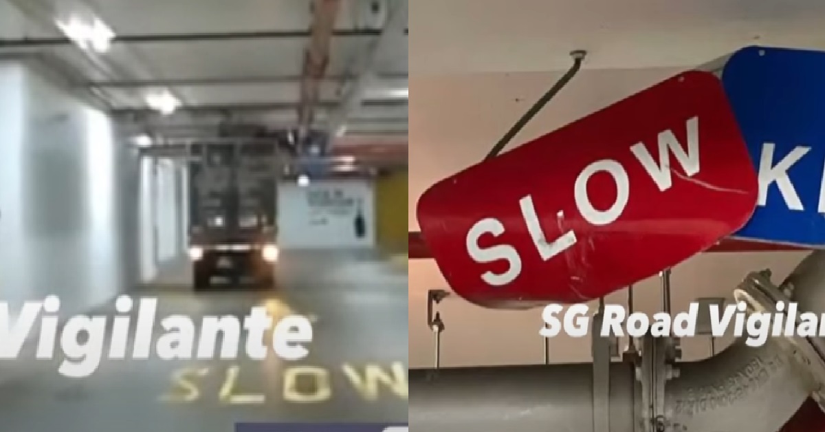 LORRY GEH KIANG WANT TO SQUEEZE INTO CARPARK BUT TOO TALL, HITS THE CEILING