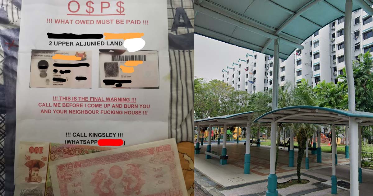 UPP ALJUNIED RESIDENT RECEIVES HELL NOTES, LOANSHARK THREATENS TO BURN HOME