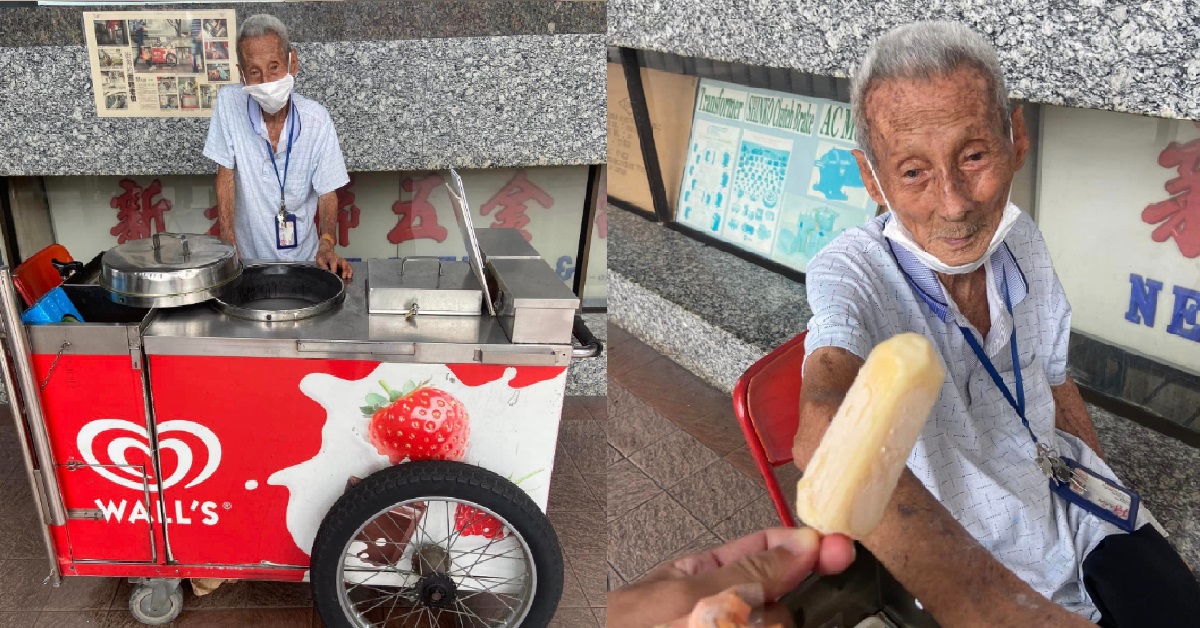 90 Y.O ICE CREAM UNCLE ONLY EARNS $300 PER MONTH, SUPPORT HIM @ SIM LIM TOWER