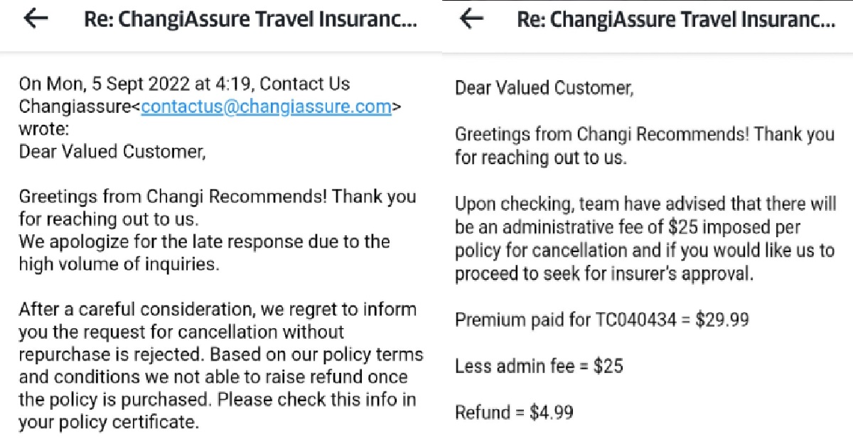 MAN WANTS TO CANCEL TRAVEL INSURANCE, COMPANY TELLS HIM NO REFUND WITHOUT REPURCHASE