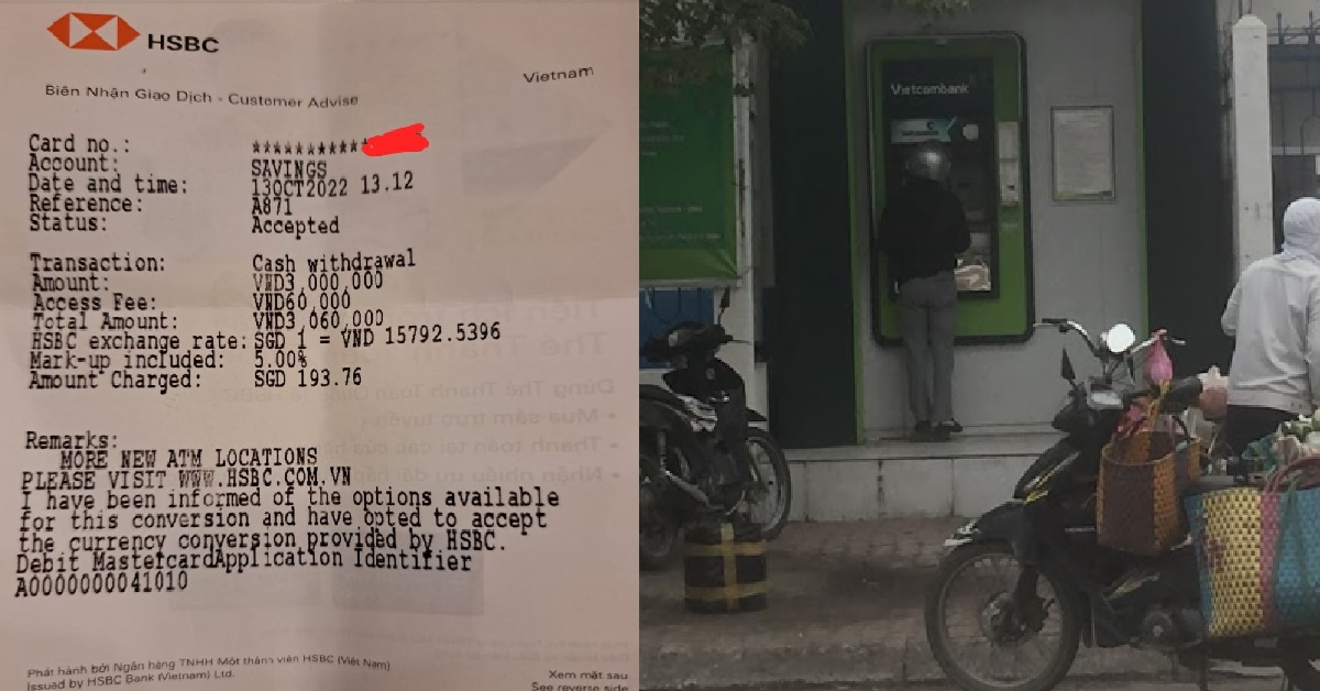 MAN CHARGED S$200 FOR WITHDRAWING MONEY FROM OVERSEAS ATM DURING HOLIDAY