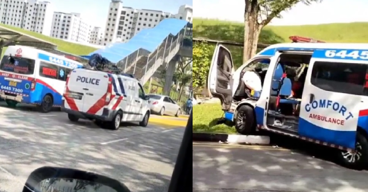 AMBULANCE DRIVER KILLED AFTER CRASHING INTO TREE @ SENGKANG, SON SEEKING ACCIDENT FOOTAGE
