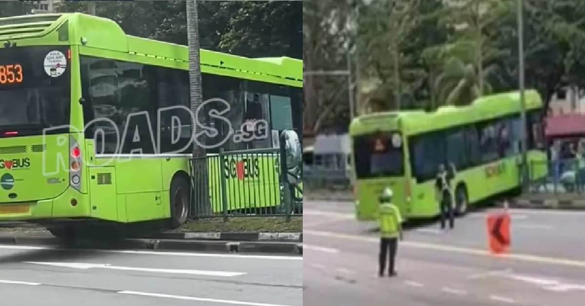 BUS CRASHES INTO ROAD DIVIDER @ AMK, DRIVER SUSPENDED BY TOWER TRANSIT