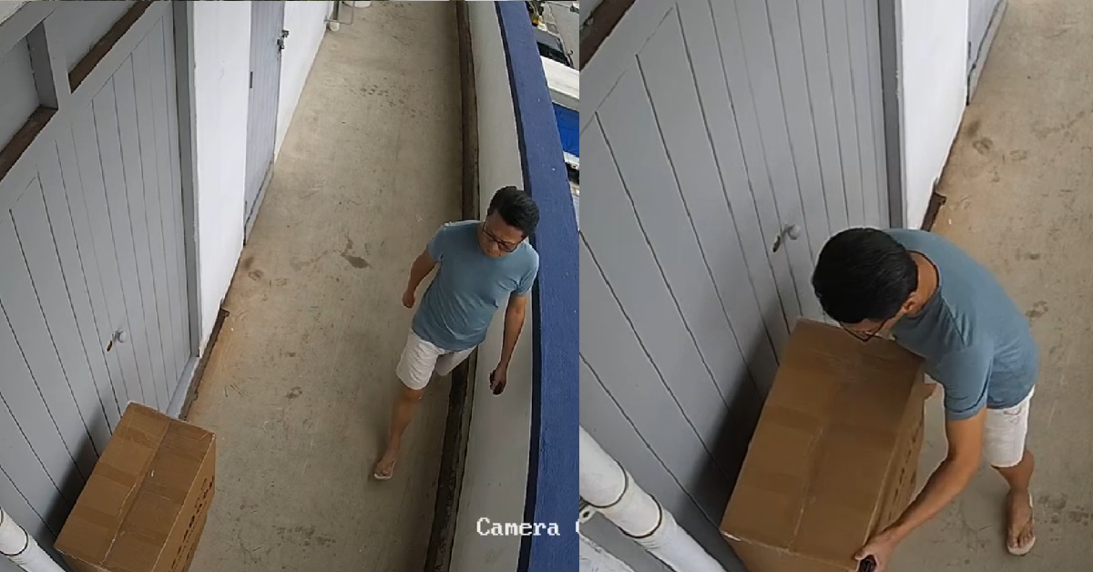 MAN CAUGHT RED-HANDED STEALING PARCEL FROM RIGHT UNDER CCTV @ DEFU LANE