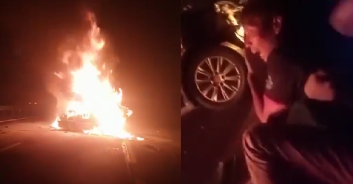 MAN SCREAMS IN HORROR AS TRAPPED WIFE DIES IN FIERY ACCIDENT ON M’SIA HIGHWAY
