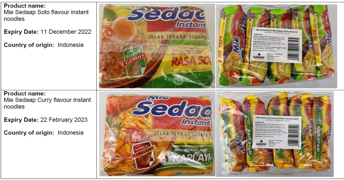 2 MORE MIE SEDAAP NOODLES WERE RECALLED FOR PESTICIDE