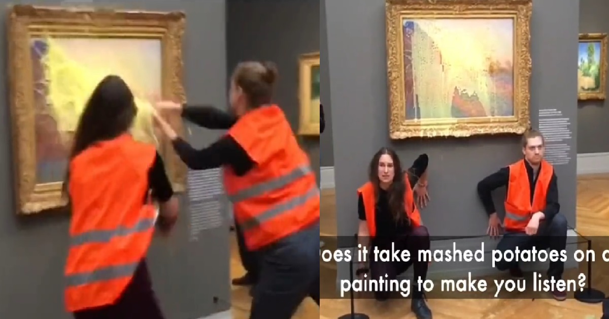 ACTIVISTS THREW MASHED POTATOES ON $157M ART PIECE TO “PROTEST” FOSSIL FUELS