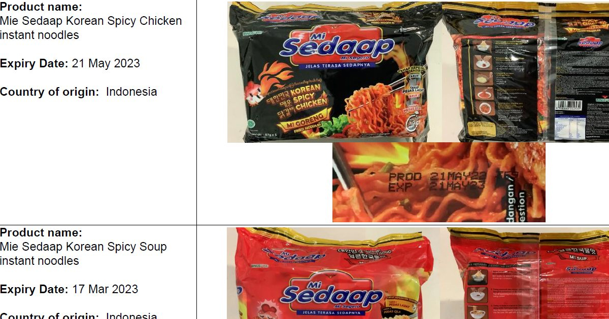 SFA ISSUES RECALL FOR MIE SEDAAP INSTANT NOODLES DUE TO THE PRESENCE OF PESTICIDE