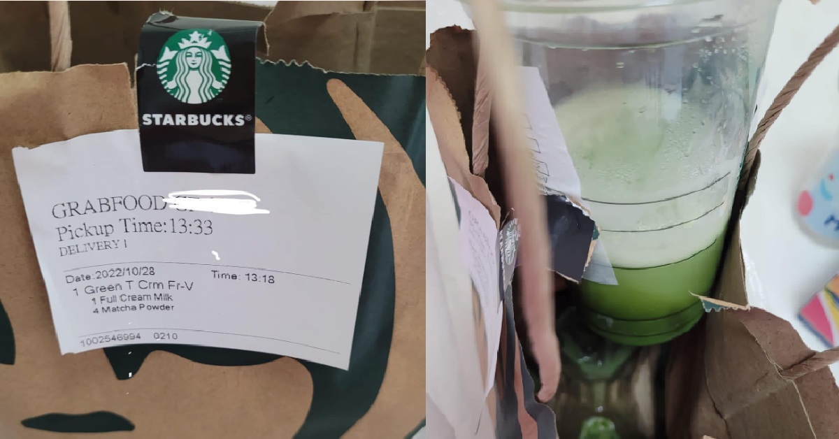 WOMAN ORDERED $12 STARBUCKS DRINK VIA GRAB, ONLY RECEIVED 1/3 OF THE DRINK