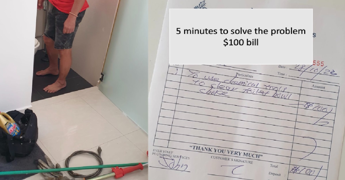 MAN’S TOILET BOWL CHOKED, PLUMBER FIXED IT IN 5 MINUTES THEN CHARGED $100