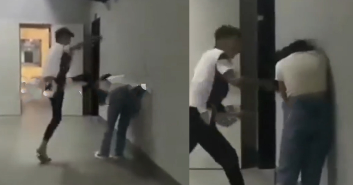 YP BOY THINKS IT’S VERY MANLY OF HIM TO PUNCH UP A GIRL, USE SLIPPER TO SLAP HER