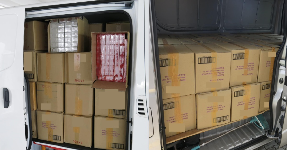 31 Y.O ARRESTED AND 3.6K CARTONS OF ILLEGAL CIGARETTES SEIZED IN RAID @ SEMBAWANG