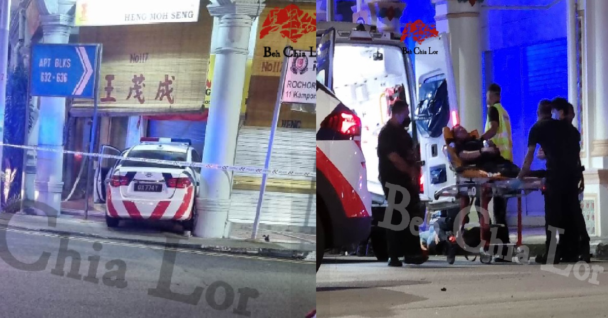 POLICE CAR CRASHED INTO SHOPHOUSE @ LITTLE INDIA, 1 PERSON SENT TO HOSPITAL