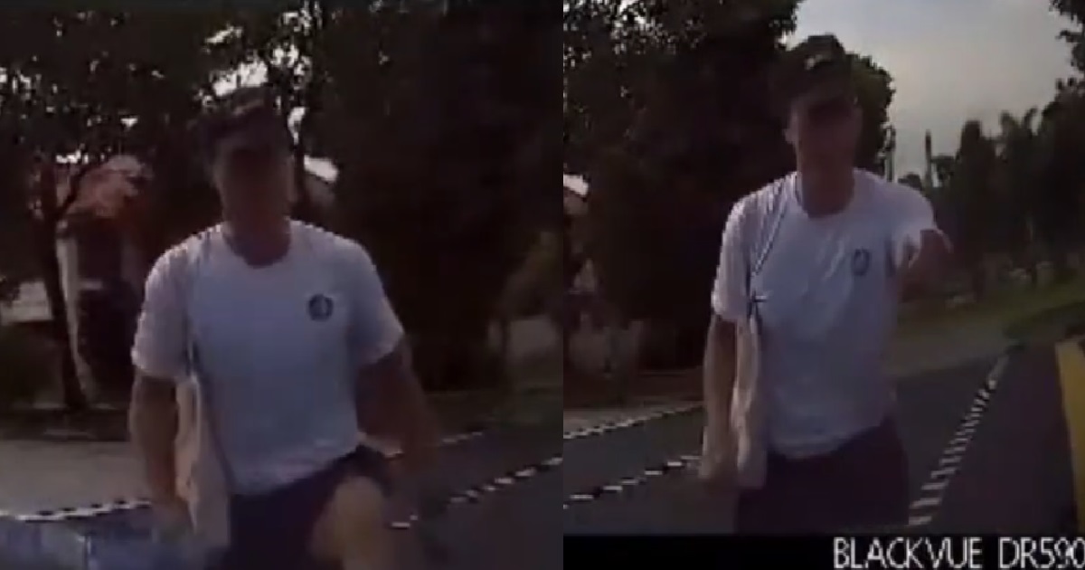JAYWALKER NOT HAPPY AT BEING HONKED BY DRIVER, PUNCHES & KICKS THE CAR