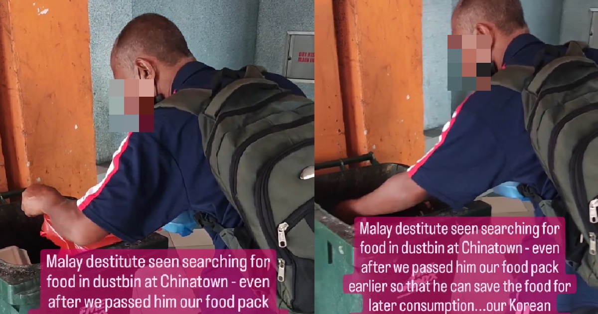 VOLUNTEER CRIED AFTER SEEING ELDERLY MAN RUMMAGING THROUGH DUSTBIN FOR FOOD