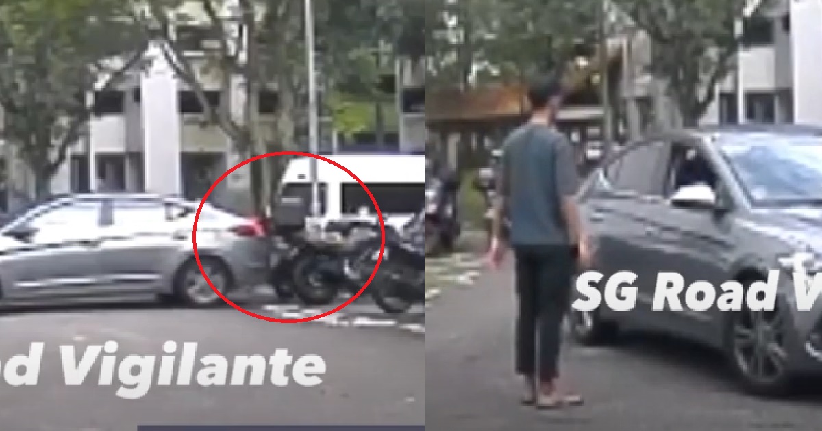 REVERSING DRIVER HITS MOTORCYCLE, DENIES WHEN CONFRONTED & TRIED TO FLEE