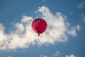 red Virgin hot air balloon