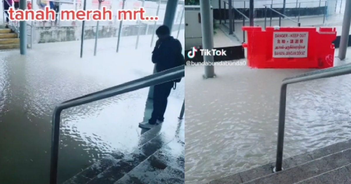 TANAH MERAH MRT ENTRANCE FLOODED, CAUSED BY WATER FROM CONSTRUCTION SITE