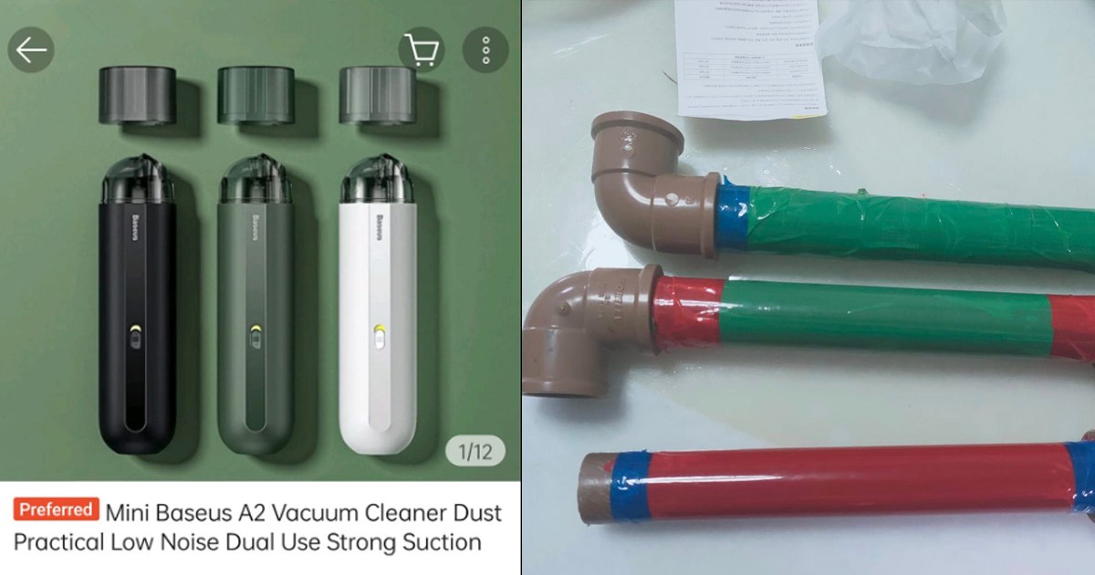 NETIZEN ORDERED VACCUM CLEANER ON SHOPEE BUT RECEIVED 3 PIECES OF PLASTIC PIPE