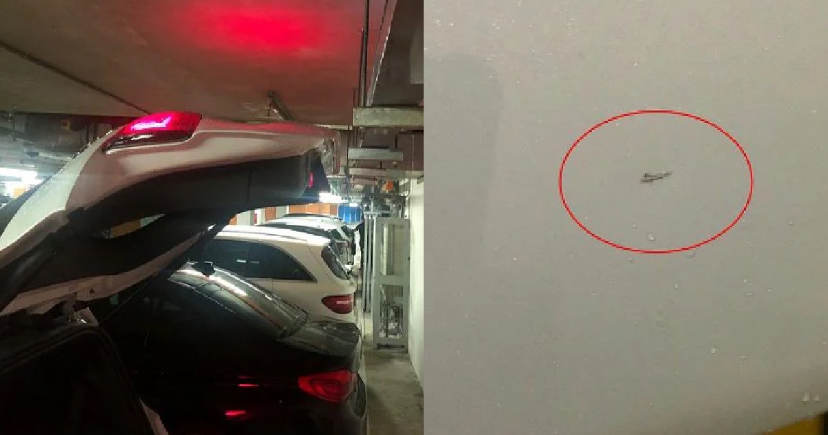 MERC DRIVER NOT HAPPY HIS CAR BOOT GOT SCRATCHED BY CARPARK CEILING, WANTS MBS TO COMPENSATE