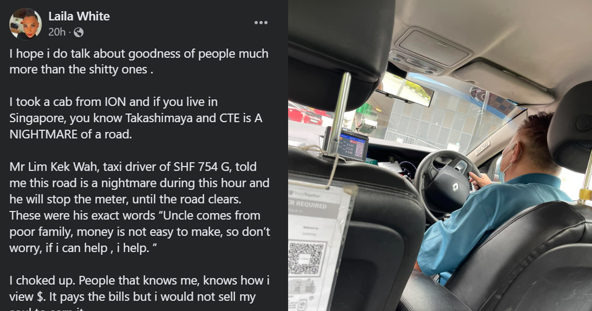 KIND TAXI UNCLE STOPS TAXI METER DUE TO JAM “IF I CAN HELP, I HELP”