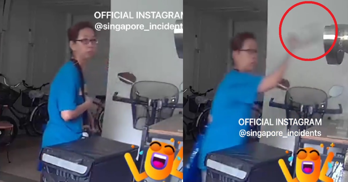 AUNTIE CAUGHT RED-HANDED ON CAMERA STEALING FROM OUTSIDE HDB UNIT