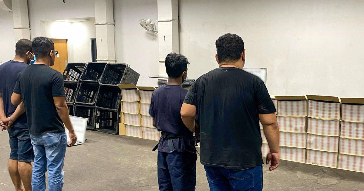 TWO MEN ARRESTED AT GUL CIRCLE, 1097 CARTON OF CIGARETTES HIDDEN AT VACANT BUILDING