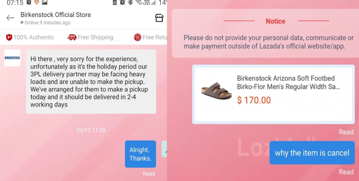 GUY SAYS BIRKENSTOCK STORE ON LAZADA DELAYED HIS ORDER, REFUNDED HIM THEN WENT MIA