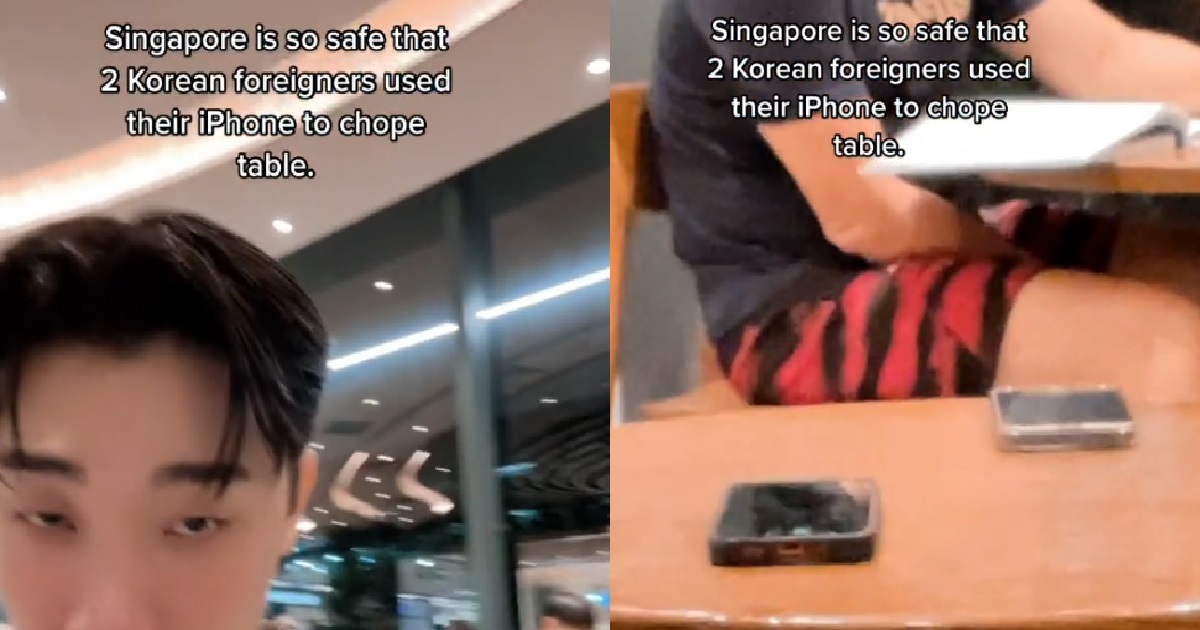 FOREIGNERS USING THEIR IPHONES TO CHOPE TABLES, “S’PORE IS SO SAFE”