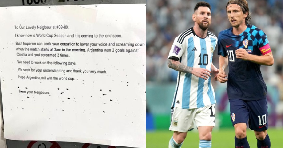 RESIDENT FED UP WITH NEIGHBOUR SCREAMING AT 3AM DURING WORLD CUP MATCH