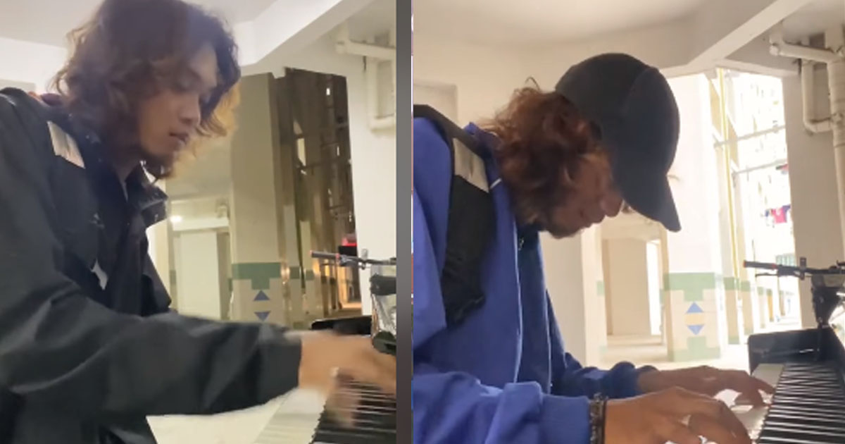 GRAB RIDER PLAYS PIANO LIKE A MASTER AT YISHUN VOID DECK
