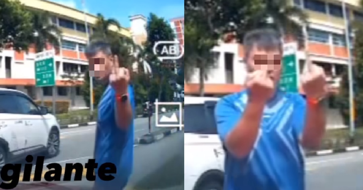 DRIVER NOT HAPPY HE KENA HONKED FOR ILLEGAL U-TURN, COME OUT POINT MIDDLE FINGERS