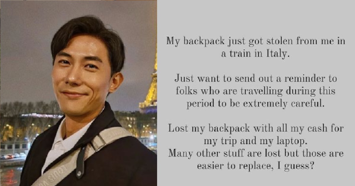 S’PORE ACTOR DESMOND TAN GOT ROBBED WHILE ON A TRAIN IN ITALY, LOST ALL HIS CASH