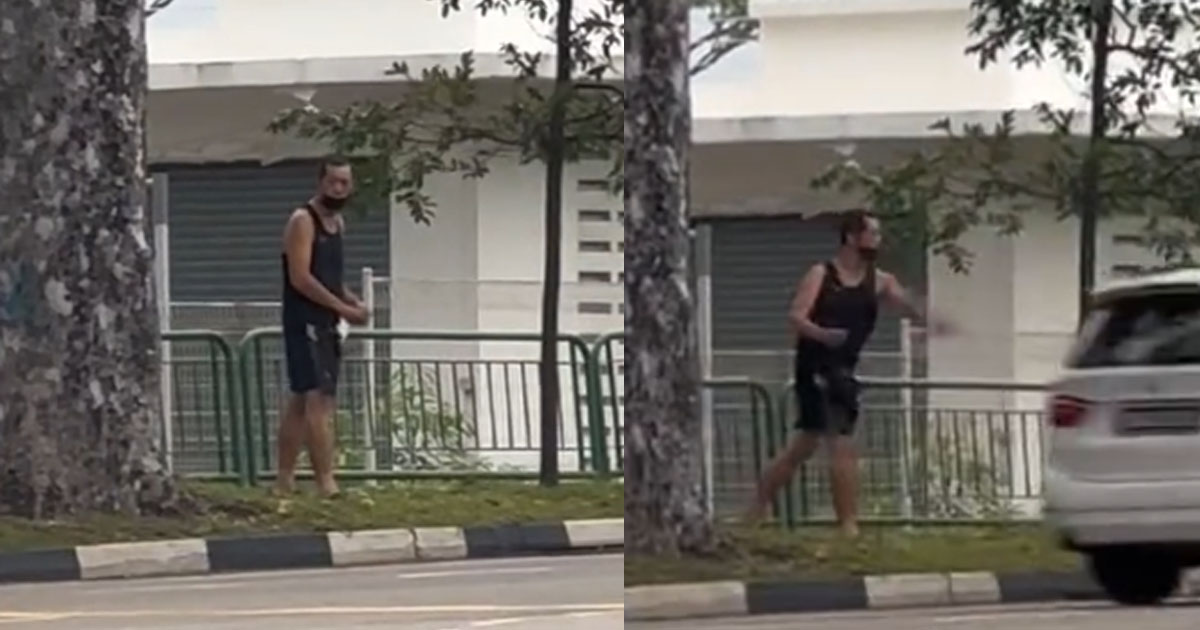 SIAO LANG THROWING STONES AT RANDOM CARS ALONG SIMEI AVENUE