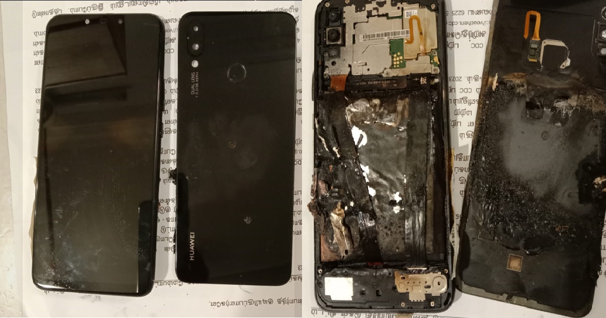 MAN'S ORIGINAL HUAWEI PHONE BATTERY EXPLODED AND