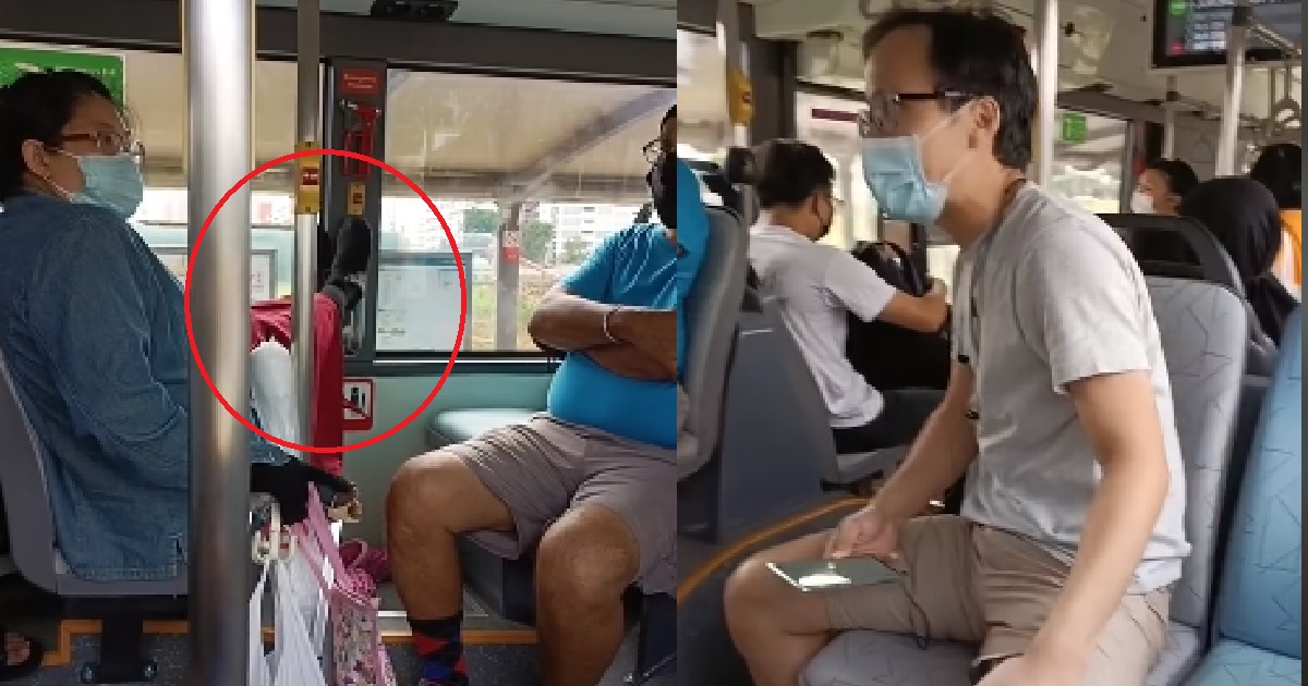 AUNTIE PUT LEG ON BUS WINDOW, SCOLDED BY UNCLE THEN CALLS HIM “POOR” FOR TAKING BUS