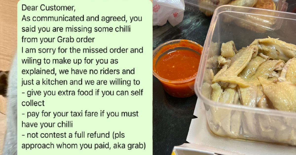 GRAB CUSTOMER NOT HAPPY HIS ORDER GOT NO CHILLI, DEMANDS EATERY TO SACK STAFF