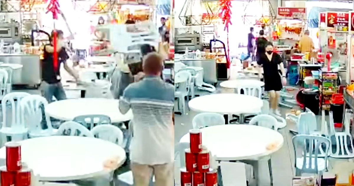 2 MEN IN MALAYSIA TAKE PARANG AND SLASH A FOOD STALL WORKER