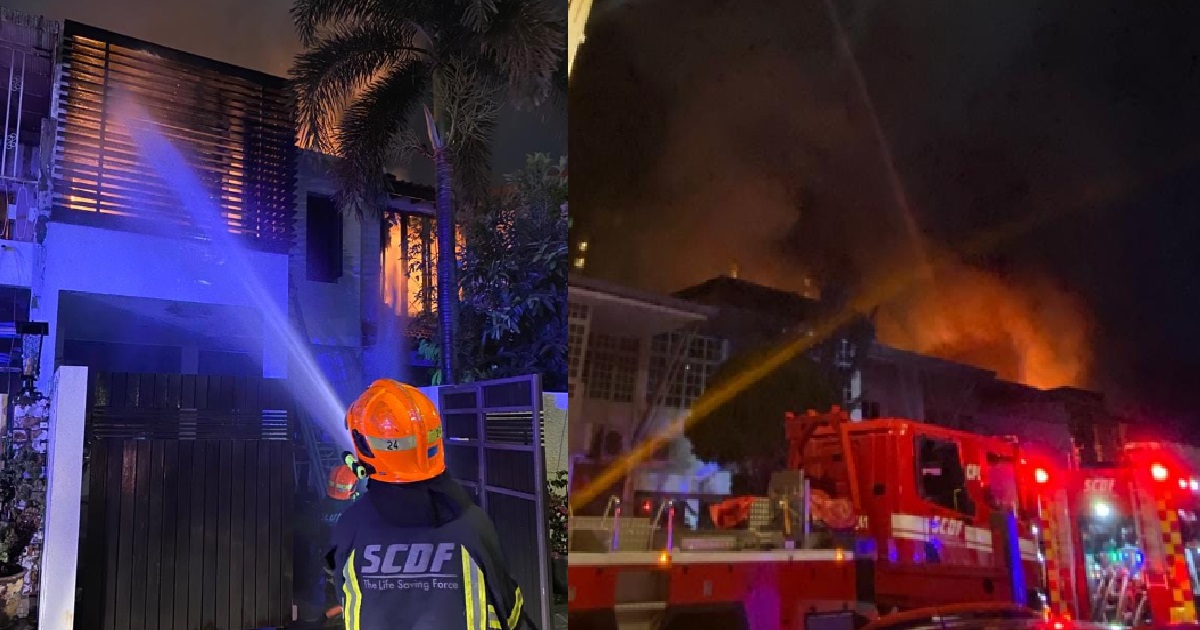 LANDED HOMES CAUGHT FIRE @ EAST COAST RD, 1 PERSON BURNED & SENT TO HOSPITAL